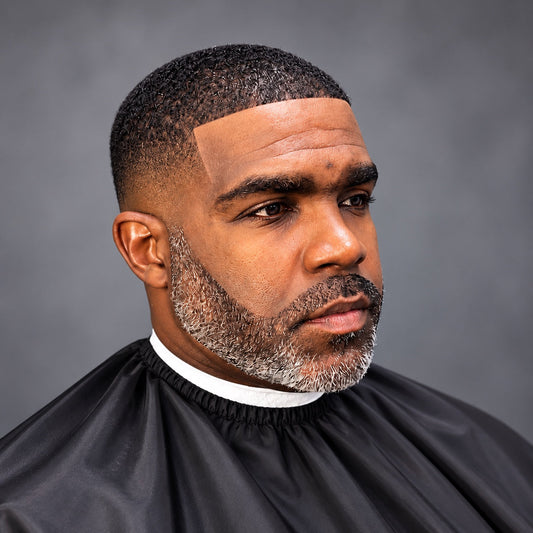 Fresh wave haircut with a precise fade, crisp line-up, and shaped salt-and-pepper beard at Under The Radar Barber Studio