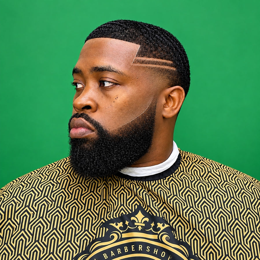 Waves with two-line design and detailed full beard